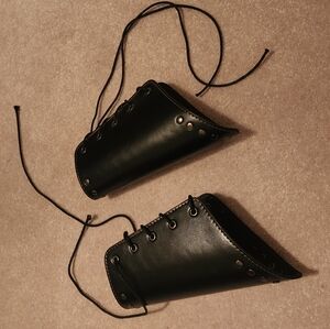 Black Faux Leather Arm Bracers